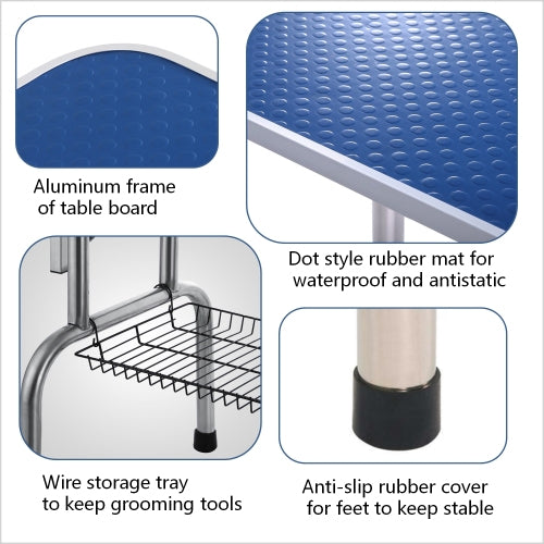 Large 46 Inch Folding Pet Grooming Table with Adjustable Arm &amp; Storage Basket, Blue – view 4