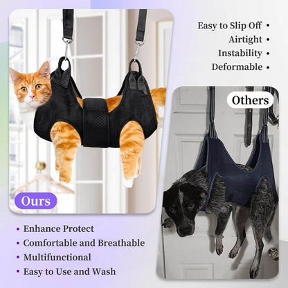 Pet Grooming Hammock Kit for Cats &amp; Small Dogs up to 12 lb with Nail Clippers, File &amp; Comb, Black – view 5