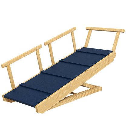 Adjustable Height Wooden Dog Ramp – Foldable Pine Pet Steps with Non-Slip Mat, 4 Levels – view 9