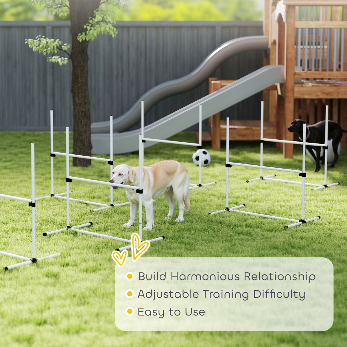 6-Piece Dog Agility Jump Set – Adjustable Height Hurdle Bars with Carry Bag, White – view 7