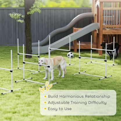 6-Piece Dog Agility Jump Set – Adjustable Height Hurdle Bars with Carry Bag, White – view 7