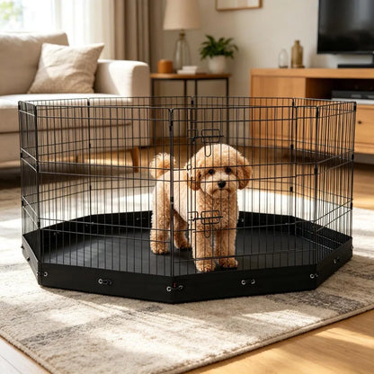 8-Panel Octagon Dog Playpen with Floor Mat – 30 in High, Chew-Resistant – view 5