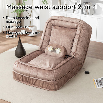 Human-Size Dog Bed Floor Sofa – 5-Position Adjustable Backrest, Velvet, 2 Soft Pillows, Brown – view 6