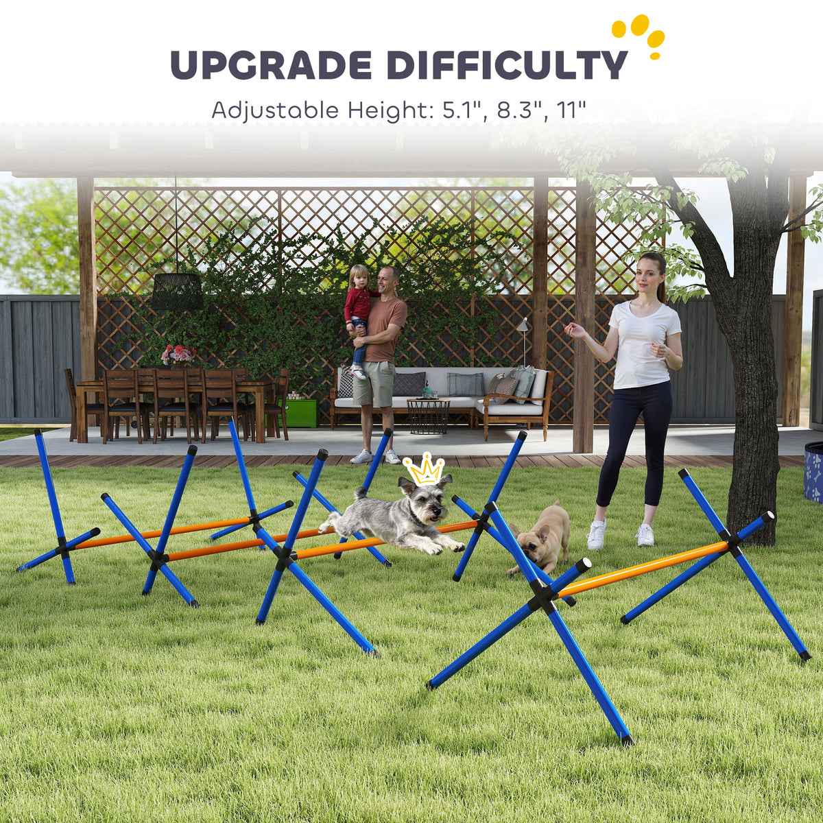 Dog Agility Hurdle Set – 4 Jumps with 3 Adjustable Heights and Carry Bag, Orange – view 5