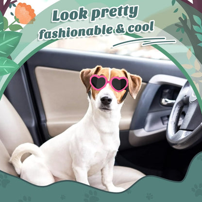 Heart-Shaped Dog Sunglasses – UV Protection Goggles for Small Dogs with Adjustable Straps, Pink – view 3