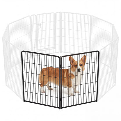 Foldable Metal Pet Fence with Lockable Door – Indoor &amp; Outdoor Dog Barrier, 24, 32 or 40 In Tall – view 2