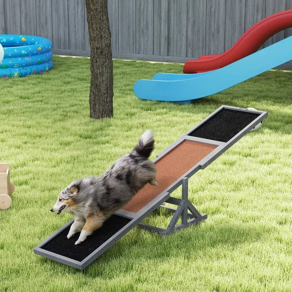 Wooden Dog Agility Seesaw for Training and Exercise, Anti-Slip Surface, 82.7 in Long