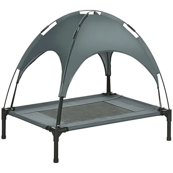 Elevated Dog Cot Bed with Canopy – Breathable Mesh, Steel Frame, Foldable with Travel Bag, Grey/Black – view 3