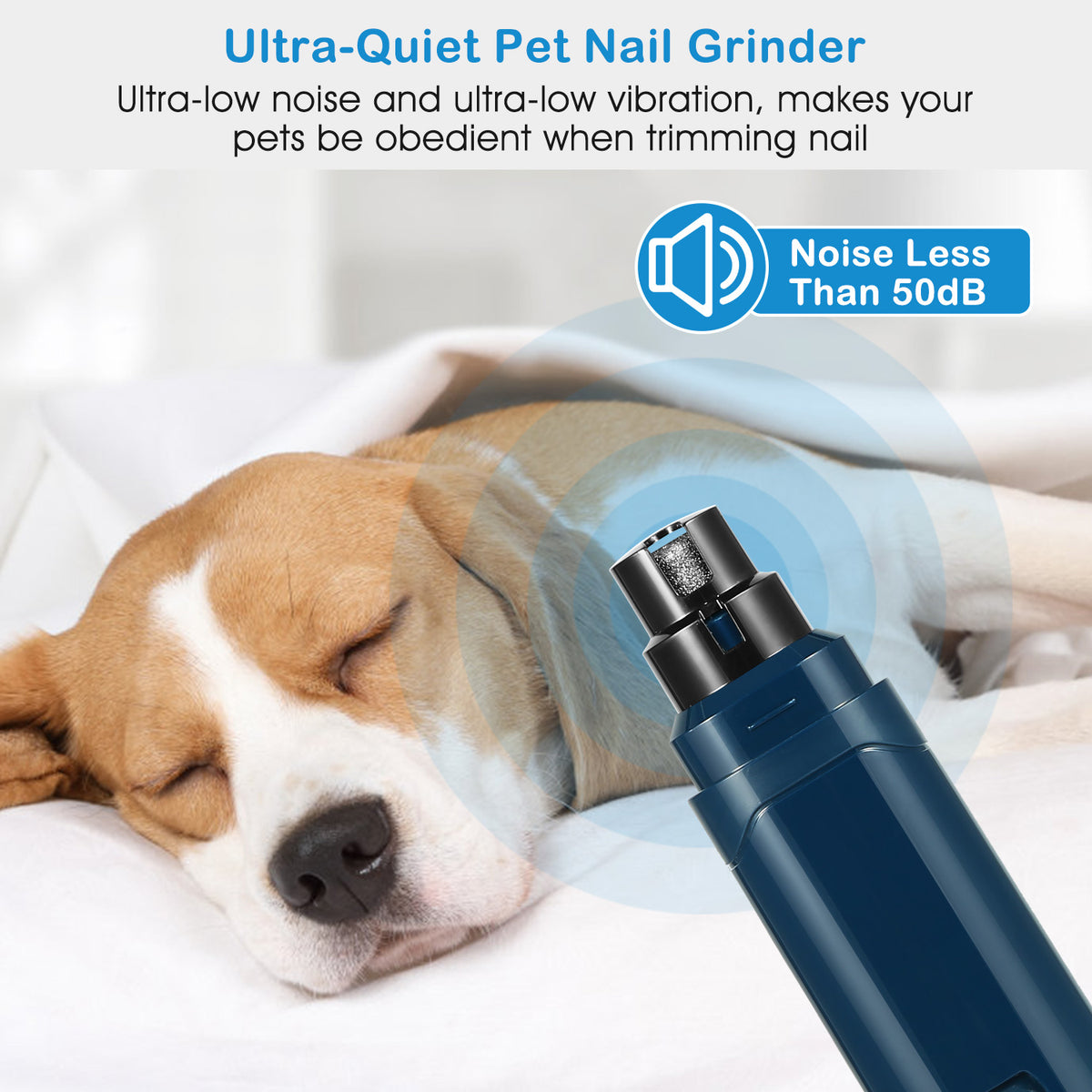 Pet Nail Grinder with Diamond Bit and USB Charging Cable – 2 Speeds, Low Noise, Blue – view 5
