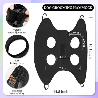 Pet Grooming Hammock Kit for Cats &amp; Small Dogs up to 12 lb with Nail Clippers, File &amp; Comb, Black – view 2