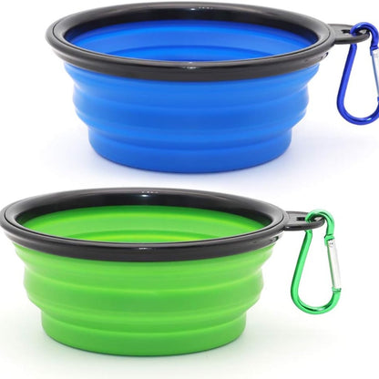 Collapsible Pet Travel Bowls 2-Pack – 12 oz Foldable Dishes with 2 Carabiners