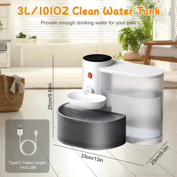 Cordless Rechargeable Pet Water Fountain, 3 L (101 oz) with Touch Control, White – view 2