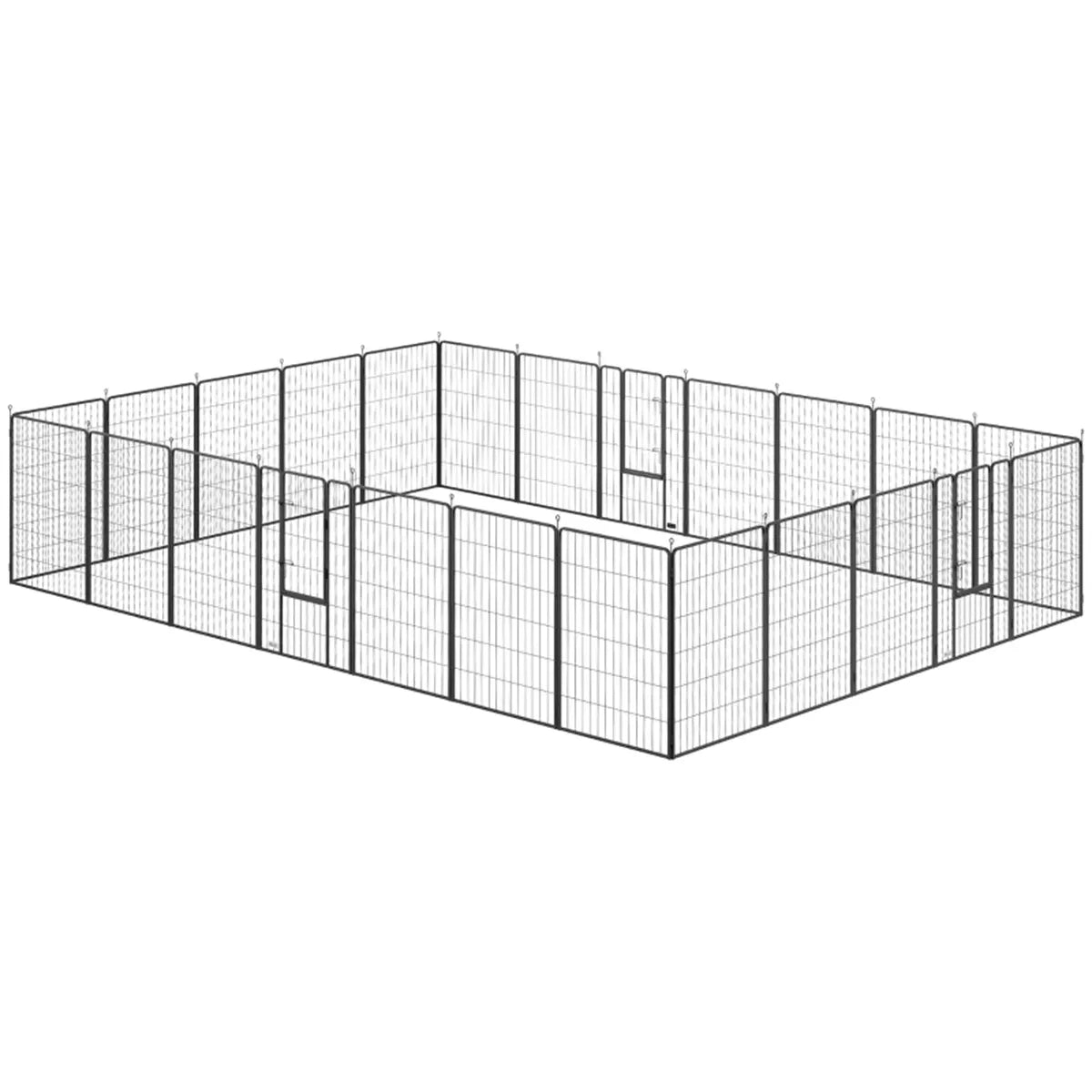 24-Panel Extra-Tall Metal Dog Playpen – 44.5 in High, 3 Doors, Black – view 2