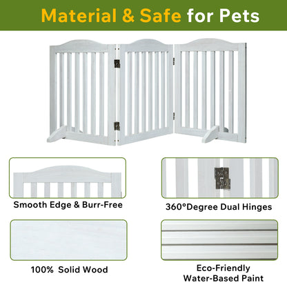 Freestanding Foldable Wooden Dog Gate – 3 Panels, 24 in Tall, White – view 4