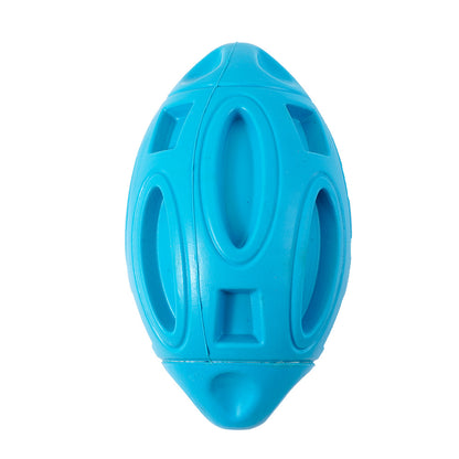 Squeaky Rubber Rugby Ball Dog Toy – Bouncy Football Shape for Toss &amp; Fetch, 4 Colors – view 11
