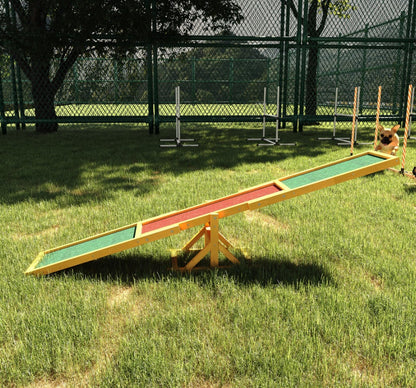 Wooden Dog Agility Seesaw for Training and Exercise, 71 in Long, Natural Wood Finish