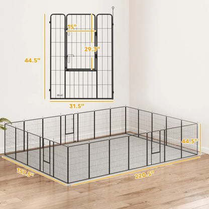 24-Panel Extra-Tall Metal Dog Playpen – 44.5 in High, 3 Doors, Black – view 5