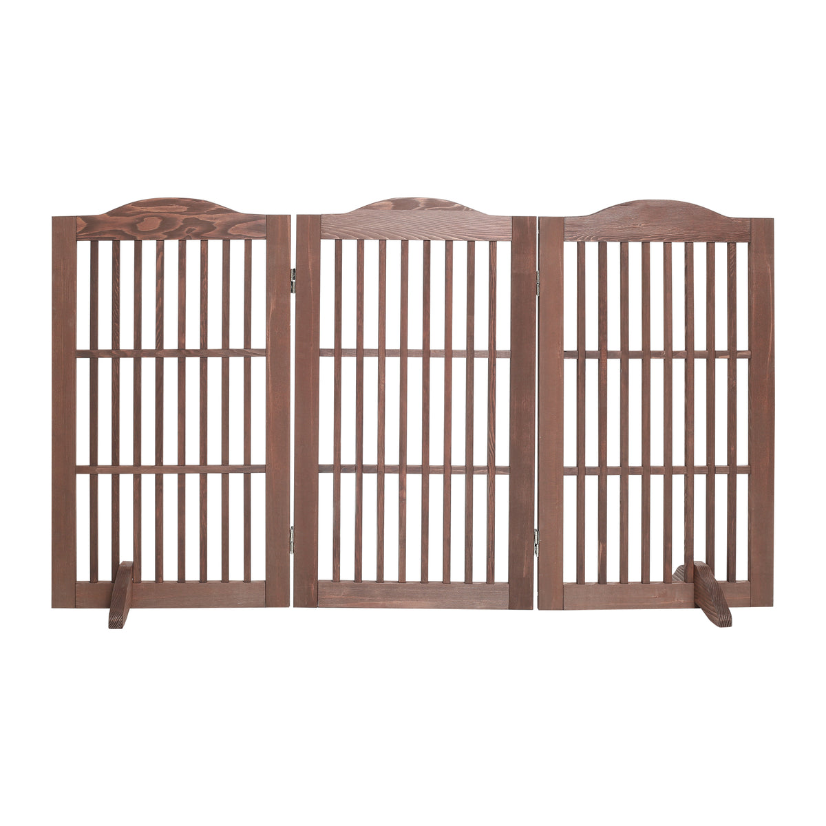Foldable Wooden Dog Gate – Freestanding 3-Panel Step-Over Fence with Support Braces, 30 In, Brown – view 7