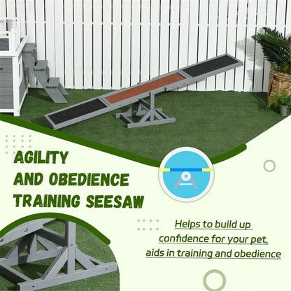 Wooden Dog Agility Seesaw – Anti-Slip Surface, Fir Wood, Up to 110 lbs, Gray/Brown/Black – view 6