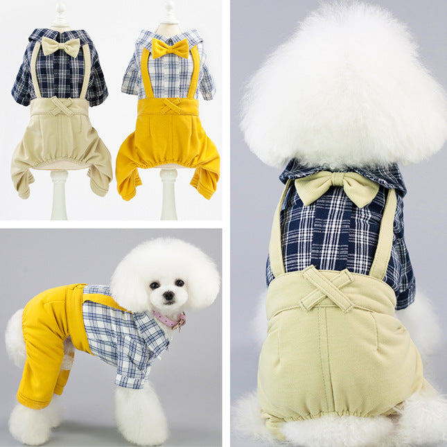 Lightweight Cotton Dog Outfit for Spring &amp; Summer in Yellow or Khaki – view 2