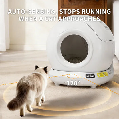 Automatic Self-Cleaning Cat Litter Box – 78L Fully Enclosed, App Control, Multi-Cat Homes, White – view 4