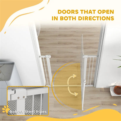 Pressure-Mounted Pet Gate with Cat Door – Adjustable 29.9"–40.9" Wide, 30.3" Tall, White Steel – view 6