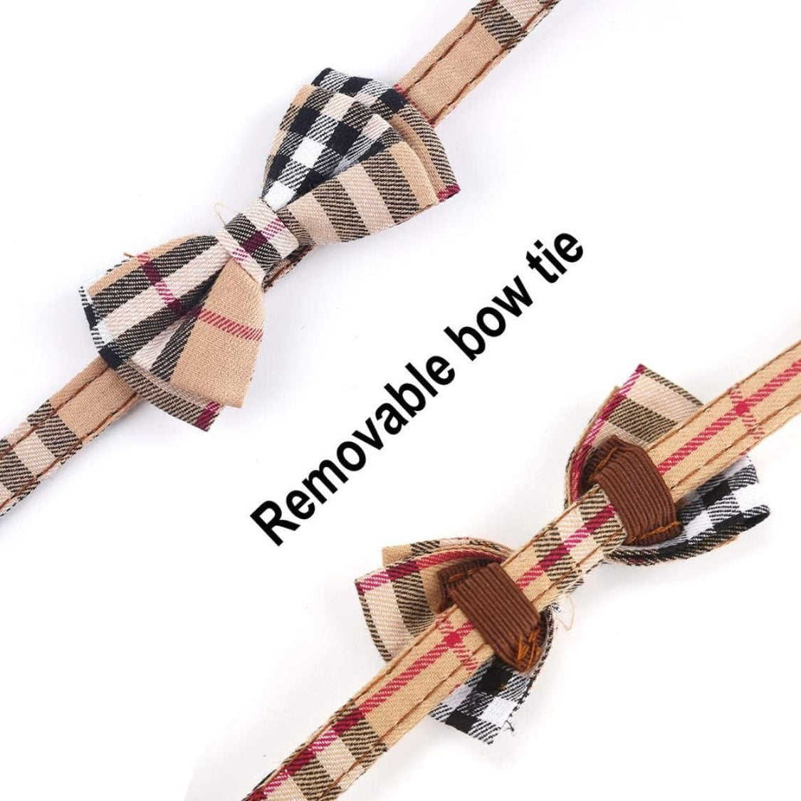 Breakaway Cat Collars 2-Pack – Plaid Kitten Collars with Removable Bow Tie &amp; Bell, Adjustable 7.8–10.2 in – view 7