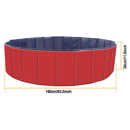 Foldable Pet Bathing Pool, 63 x 63 x 11.8 in – PVC Dog Bath Tub with Drain Valve