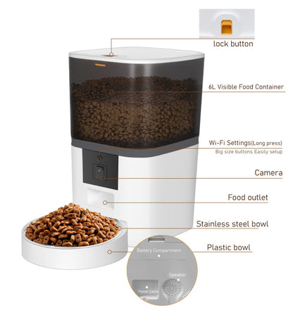 Pet Feeder for Cats &amp; Dogs – 4 L or 6 L, Black or White, Optional Video Camera Version – view 5