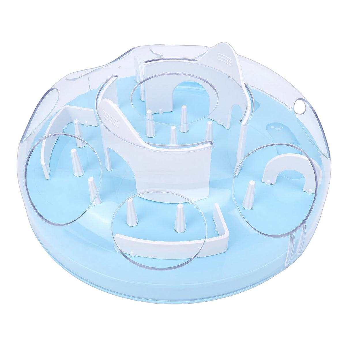 Interactive Cat Puzzle Feeder – Food-Hiding Enrichment Toy with Adjustable Outlet – Blue