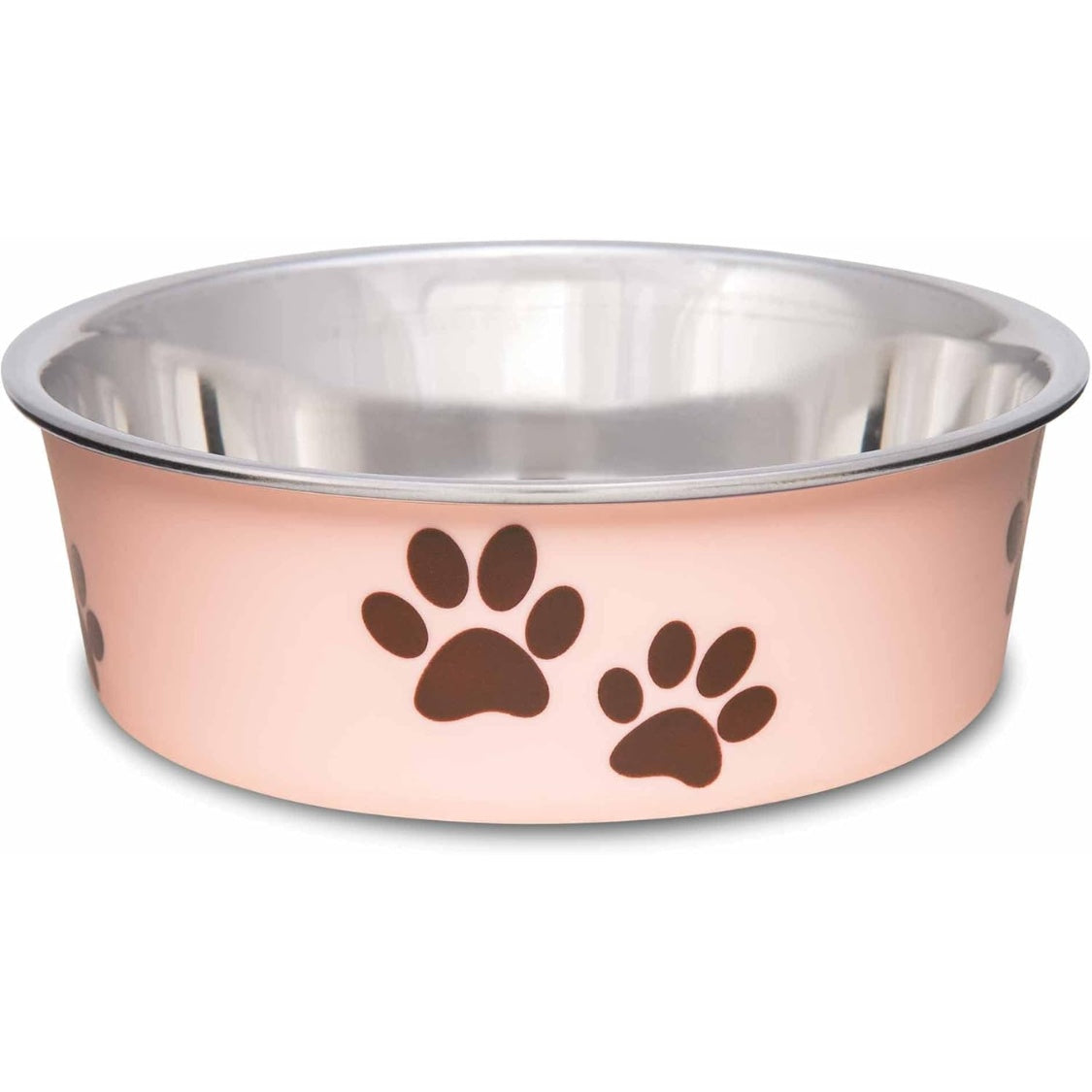 Stainless Steel Dog and Cat Bowl with Poly-Resin Exterior and Removable Rubber Base, 15 oz, Pink