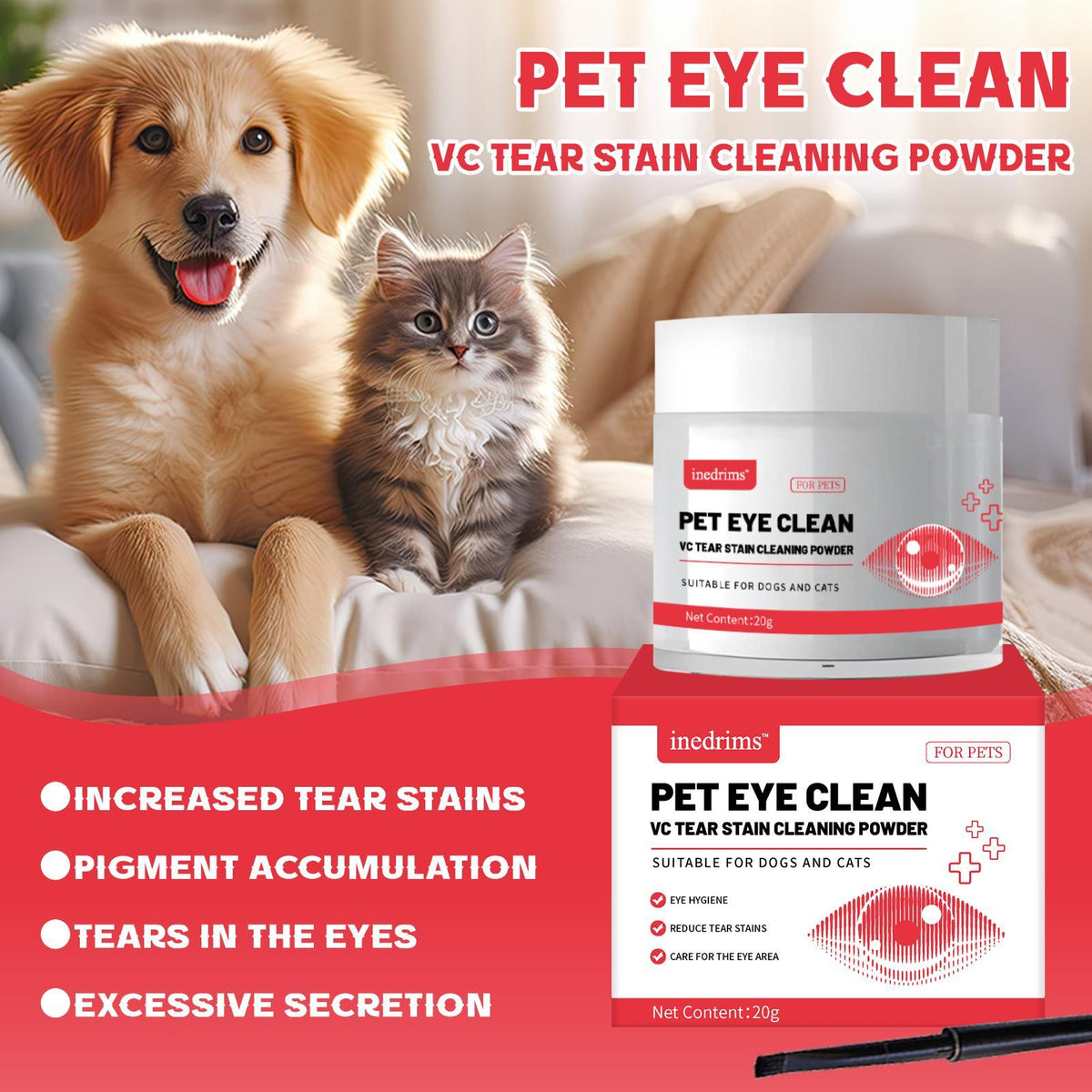 Pet Tear Stain Powder for the Fur Around Dog &amp; Cat Eyes, Grooming Powder – view 4