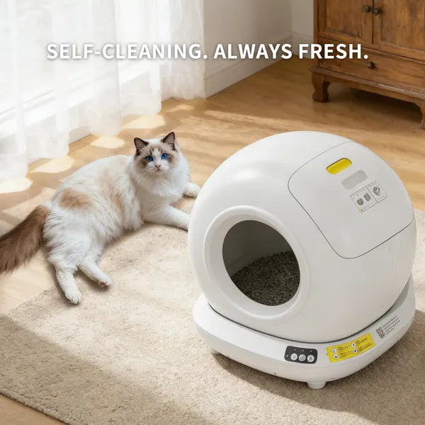 Automatic Self-Cleaning Cat Litter Box – 78L Fully Enclosed, App Control, Multi-Cat Homes, White – view 2