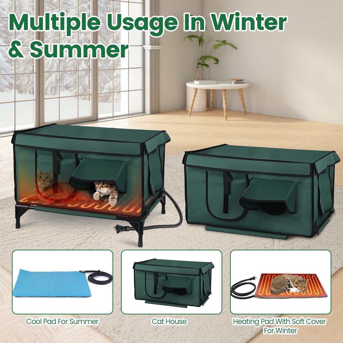 Heated Outdoor Cat House – Waterproof Insulated Cat Shelter with Heating Pad for Winter – view 8