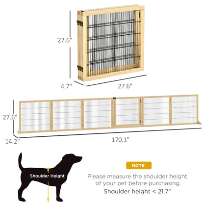 6-Panel Foldable Wooden Pet Gate &amp; Playpen – Natural Wood, 27.6 in High – view 2