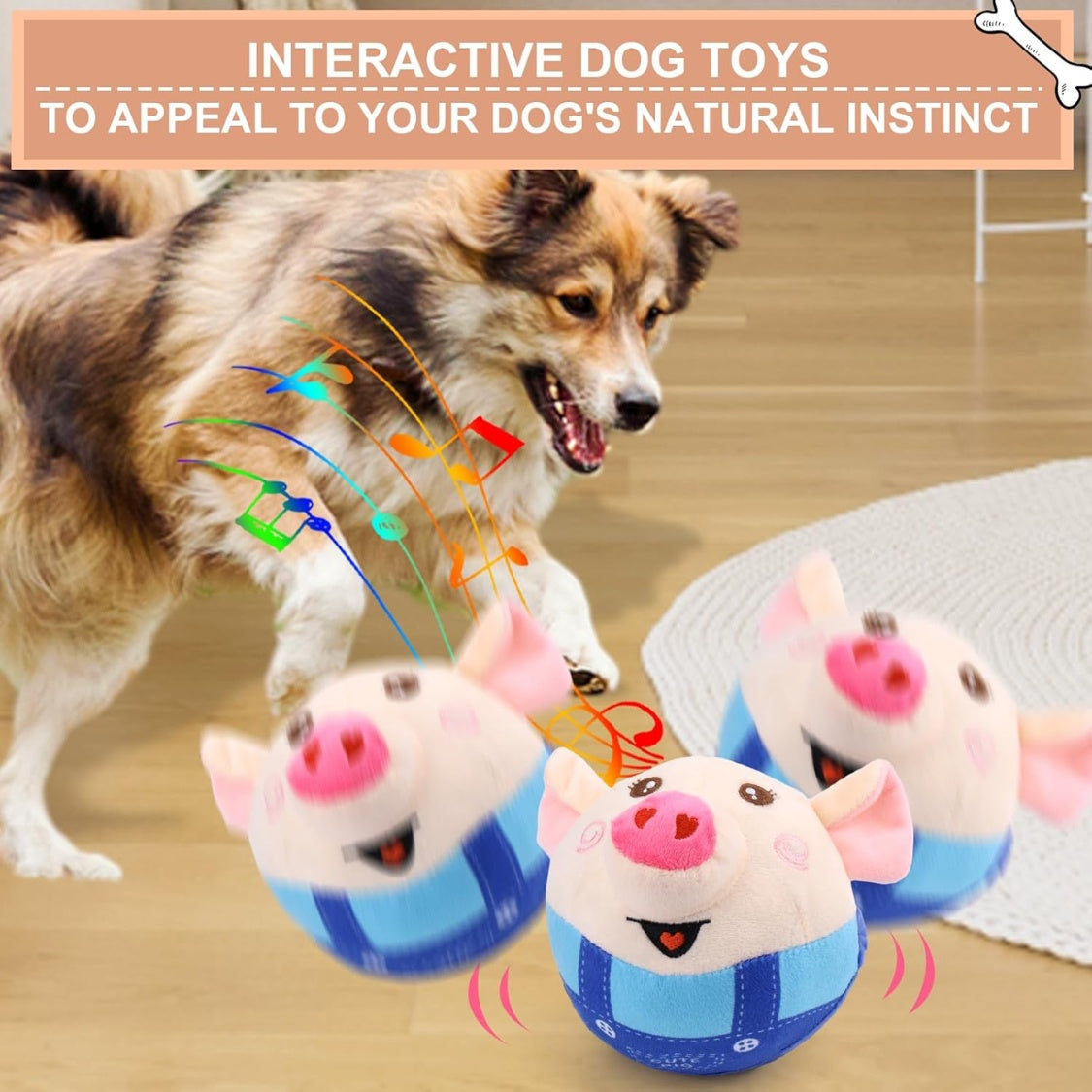 Jumping Squeaky Pig Dog Toy – Rechargeable Interactive Toy with Recording &amp; Music Modes – view 7