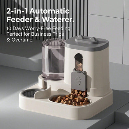 Cat-Shaped Gravity Pet Feeder and Water Dispenser Set for Cats, Puppies &amp; Small Pets