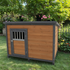 45 in Large Solid Wood Dog House – Waterproof PVC Roof, Elevated Floor, Gray & Yellow