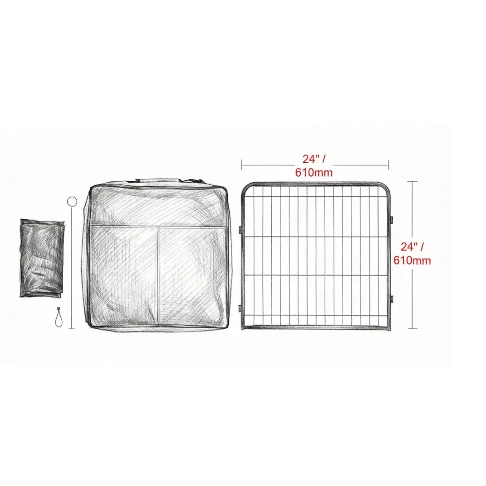 8-Panel Octagon Dog Playpen with Floor Mat – 24 in High, Metal Frame – view 2
