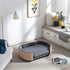 Scandinavian Elevated Dog Sofa Bed – Solid Wood Legs, Bent Wood Back, Velvet Cushion, Dark Gray