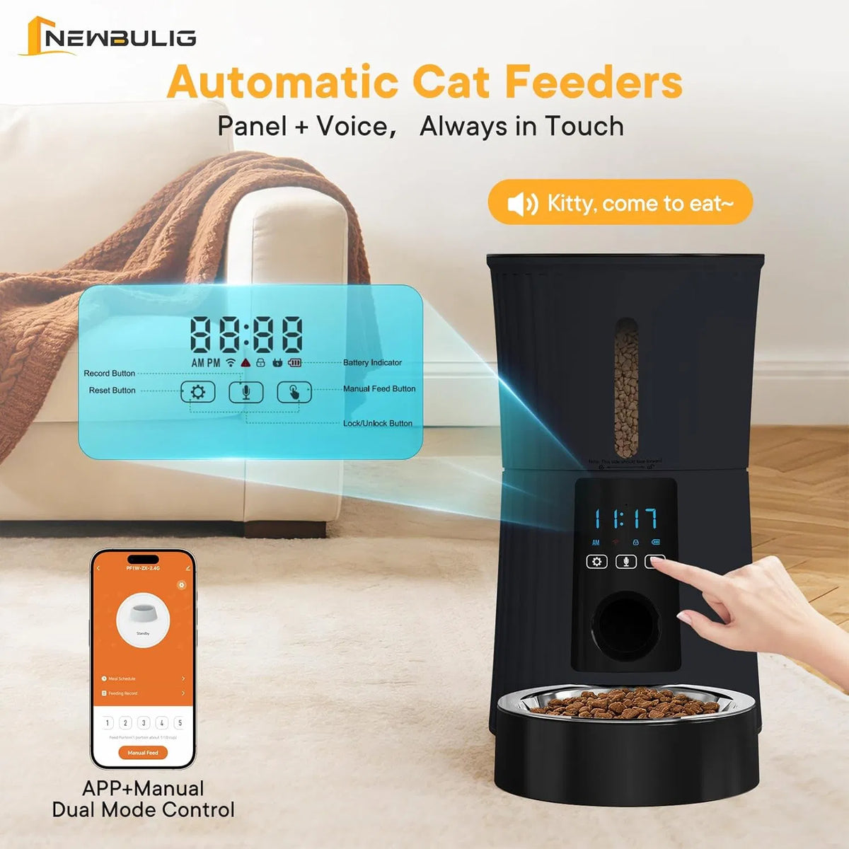 Wi-Fi Smart Pet Feeder, 4 L – App-Controlled Automatic Food Dispenser for Cats &amp; Dogs – view 2