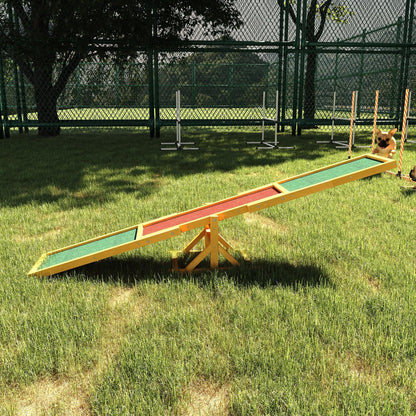 Wooden Dog Agility Seesaw – Anti-Slip Fir Wood Balance Board for Training, 71 in – Natural