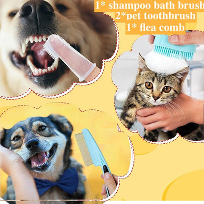 7-Piece Pet Grooming Kit – Self-Cleaning Slicker Brush, Flea Comb, Nail Clipper and Bath Brush – view 7