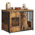 Wooden Dog Crate Furniture with Storage Top – Large Indoor Kennel, Antique Brown
