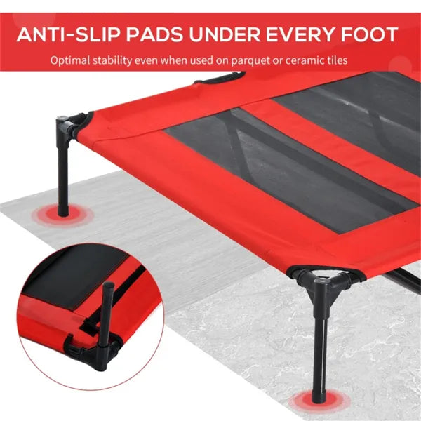 Elevated Dog Cot Bed for XXL Dogs – Steel Frame, 600D Oxford Fabric, Up to 110 lbs, Red – view 2