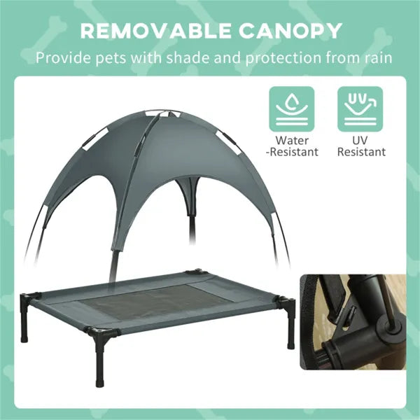 Elevated Dog Cot Bed with Canopy – Breathable Mesh, Steel Frame, Foldable with Travel Bag, Grey/Black – view 5
