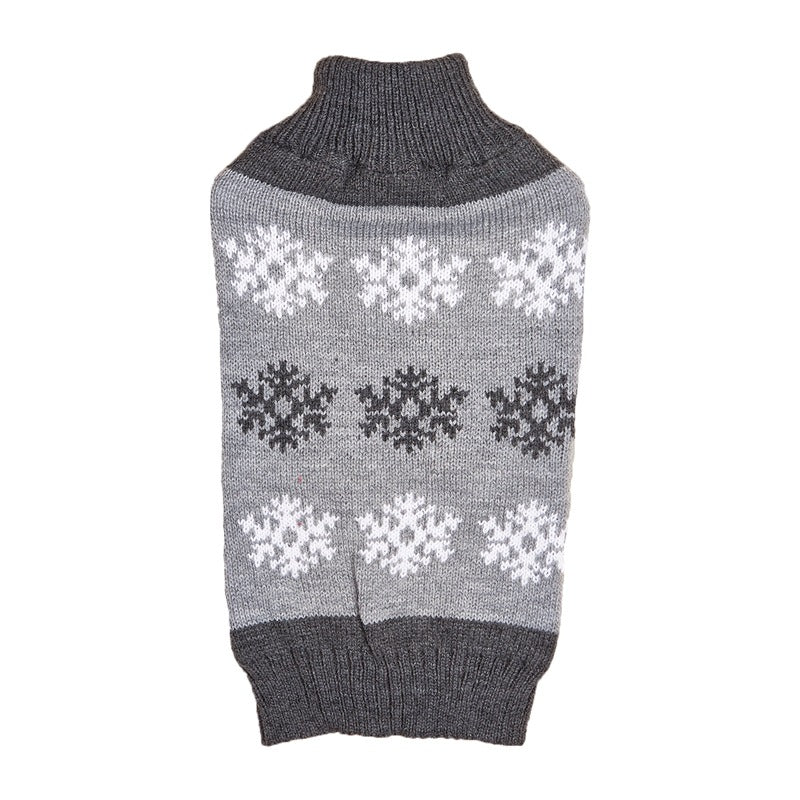 Snowflake Knit Dog Christmas Sweater in Dark Brown &amp; Gray, Sizes XXS–XL – view 5