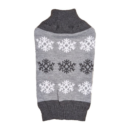 Snowflake Knit Dog Christmas Sweater in Dark Brown &amp; Gray, Sizes XXS–XL – view 5