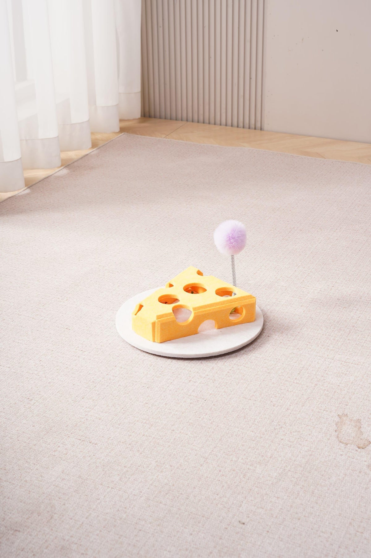 Felt Cat Puzzle Toy Box with Balls, Spring Wand and Suction Cup Base for Hiding Treats – view 8