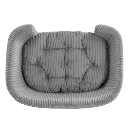 Elevated Dog Bed for Small Dogs – Corduroy Couch, Rubber Wood Legs, Supportive Foam, Grey – view 10
